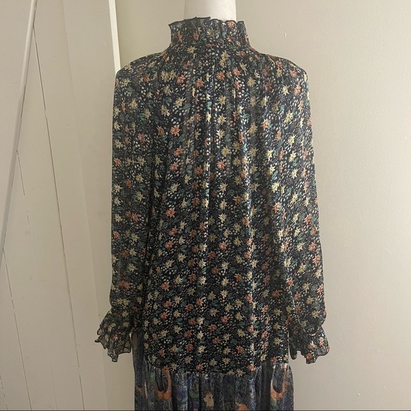 Code X Mode Womens M Chiffon Mixed Floral Print Loose Fit Maxi Peasant D… - Picture 7 of 12